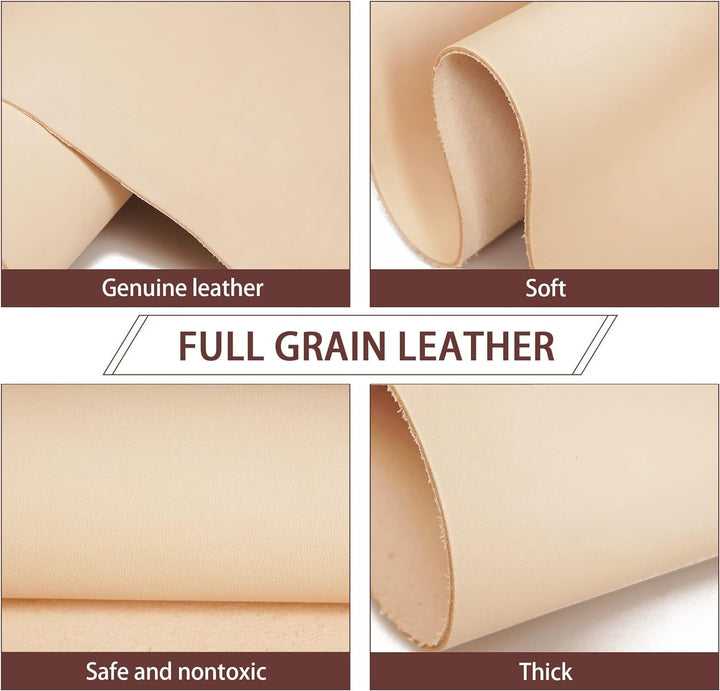 QMYBROW Lederblätter, Veg Tan Leder, natürliches pflanzlich gegerbtes Leder,Werkzeugleder zum Bastel