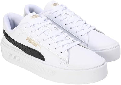 PUMA Damen Smash Platform V3 Sneaker 41 EU Puma White Puma Black Puma Gold, 41 EU Puma White Puma Bl