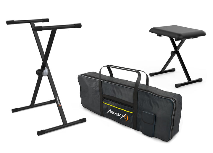 Audibax Onyx Pack de Soporte Teclado/Piano + Banqueta + Funda Teclado 61 Teclas