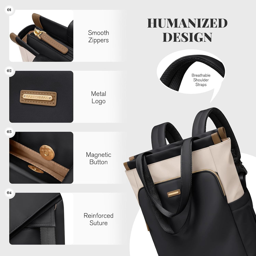 GOLF SUPAGS Convertible Laptop-Rucksack für Frauen Casual Daypack Notebook Tote Bag für Arbeit Hochs