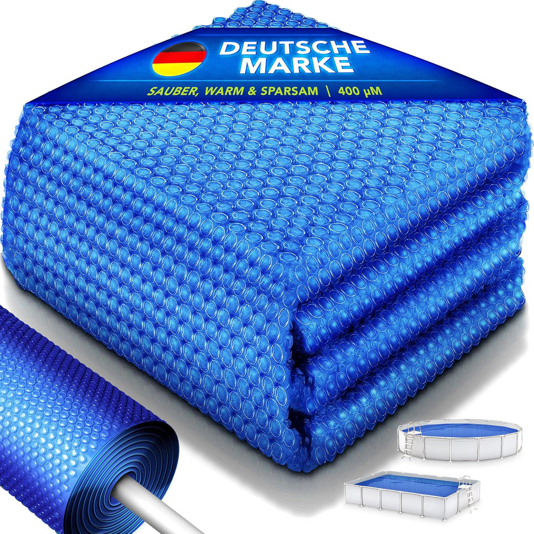 tillvex® Premium Pool Solarabdeckplane 400 µm Rechteckig 800x400 cm | Solarfolie Wärmeplane zuschnei