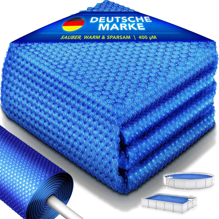 tillvex® Premium Pool Solarabdeckplane 400 µm Rechteckig 800x400 cm | Solarfolie Wärmeplane zuschnei
