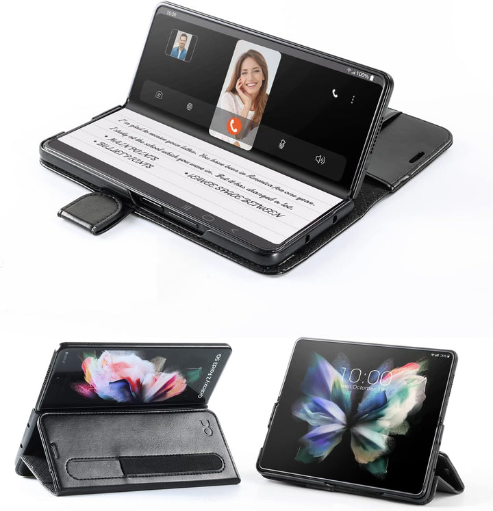OCASE Hülle Samsung Galaxy Z Fold 3 5G Handyhülle mit S Pen Halter [Premium PU Leder] [Kartenfach] C