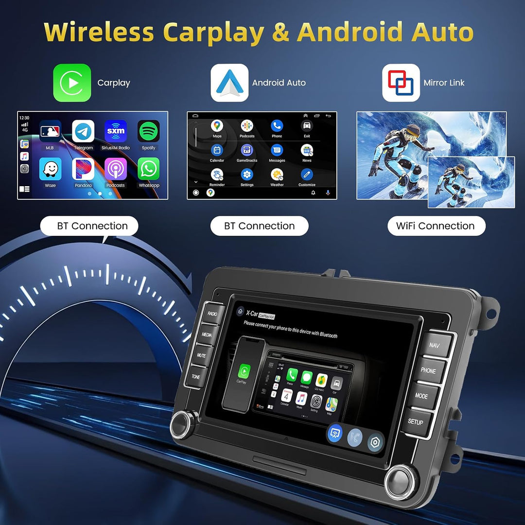Roinvou 8 Core 4+64G Android15 Autoradio für VW Golf 5 6 Passat Polo Tiguan Touran Caddy Skoda Wirel