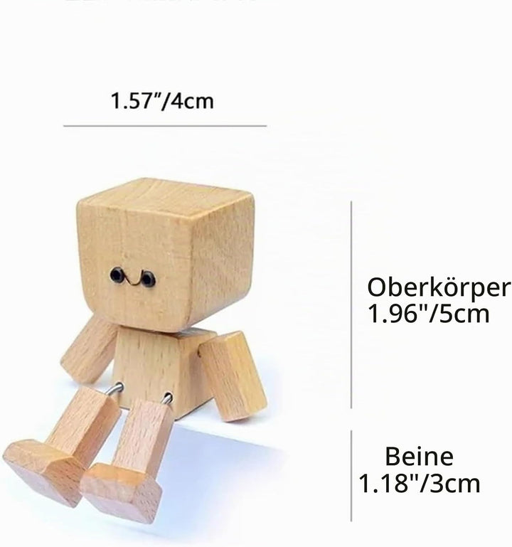 Wobbling Wooden Figures, Small Funny Bobble Head Car Decoration with Magnetic Expressions, Wooden Fi
