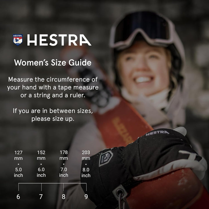 Hestra Heli Skihandschuhe für Damen – klassischer Leder-Schneefäustling zum Skifahren, Snowboarden u