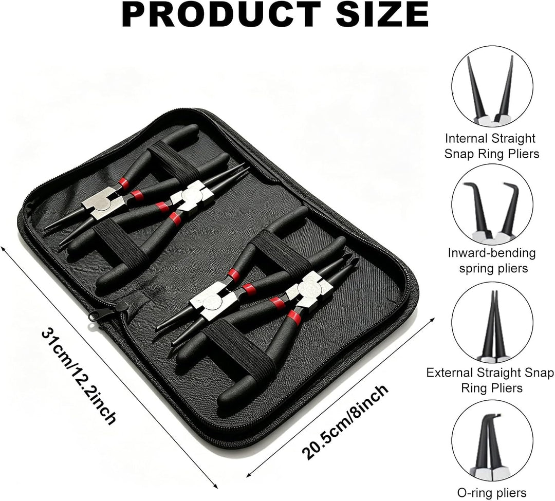 4 Stück Sprengringzangen Set, 180mm Seegeringzange Set, Sicherungsringzangen, Segeringen Zangen Sets