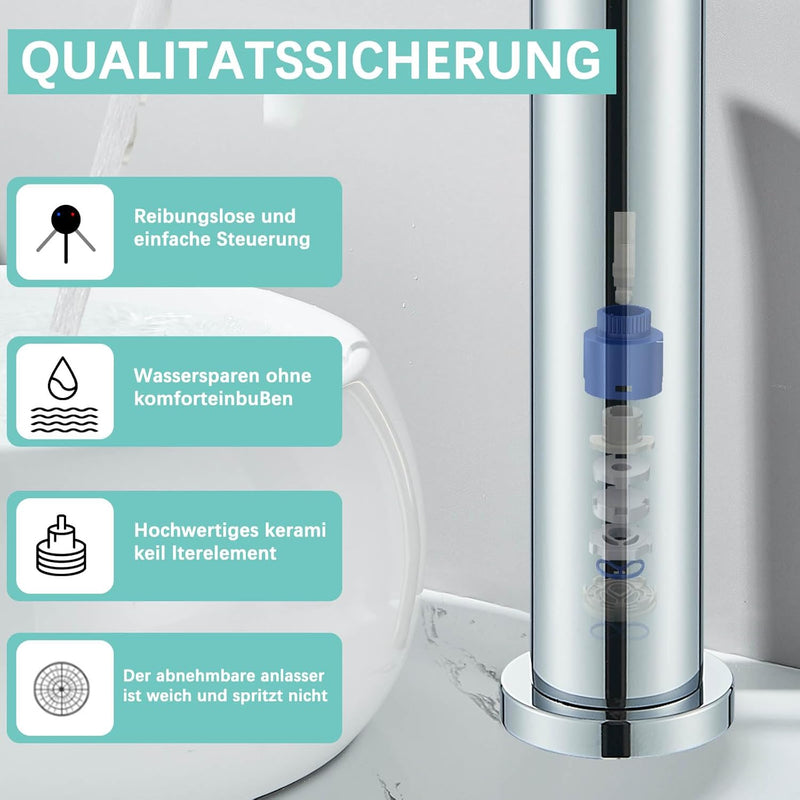 Suguword Bad Wasserhahn Waschtischarmatur Hoch Badarmatur Einhand-Waschtischbatterie Chrom Mischbatt