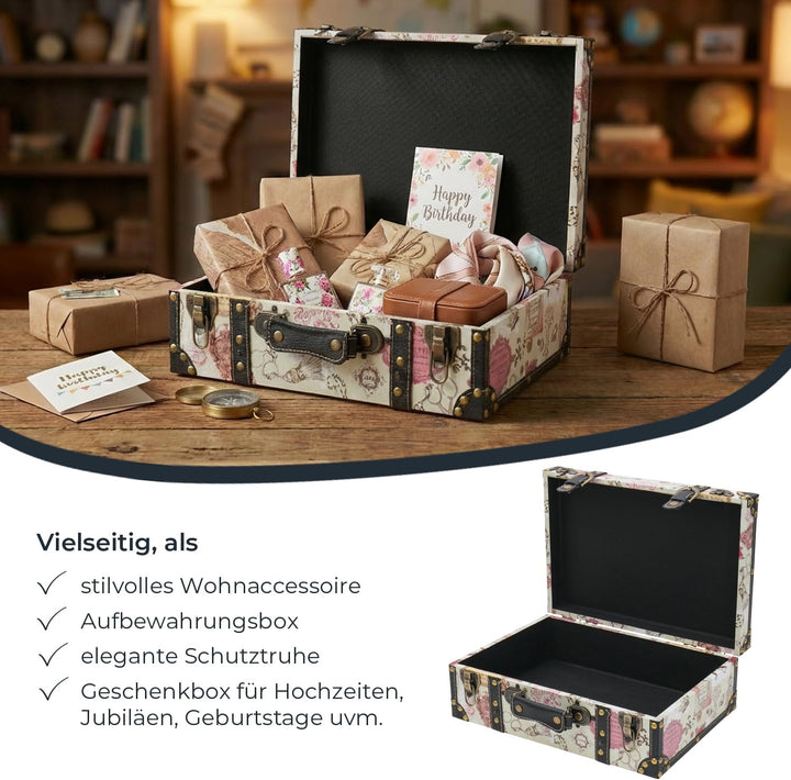 HMF VKO105 Vintage Koffer aus Holz | 2er Set | Versch. Grössen | Deko Barock 2er Set Barock, 2er Set