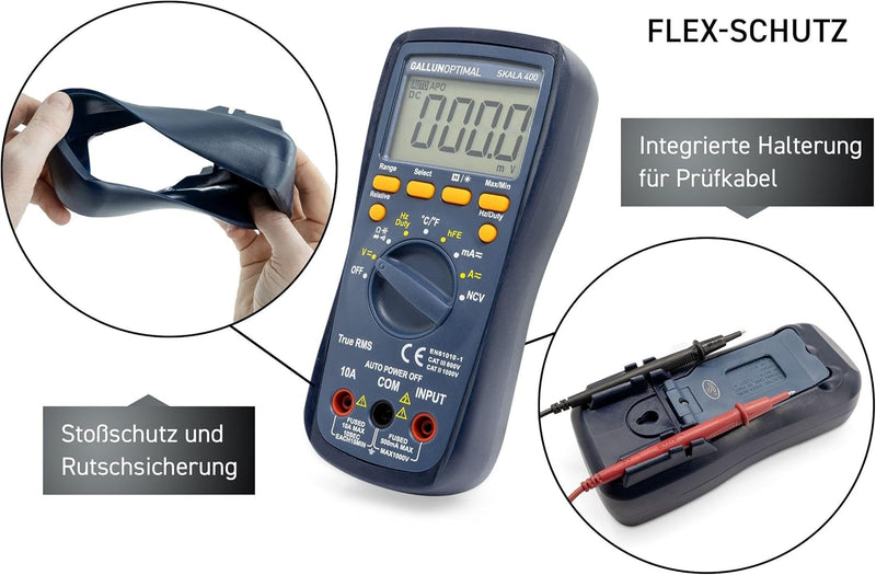 GALLUNOPTIMAL Skala 400 Digital-Multimeter True-RMS mit Temperatur-Messung + AC/DC Multifunktionstes