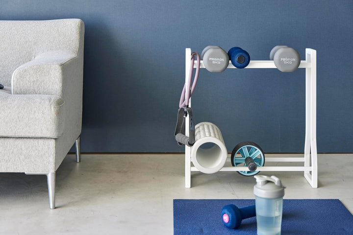 Yamazaki 1963 TOWER Dumbbell Rack, white, Steel/Silicone, 52 x 17 x 54.3 cm Weiss, Weiss