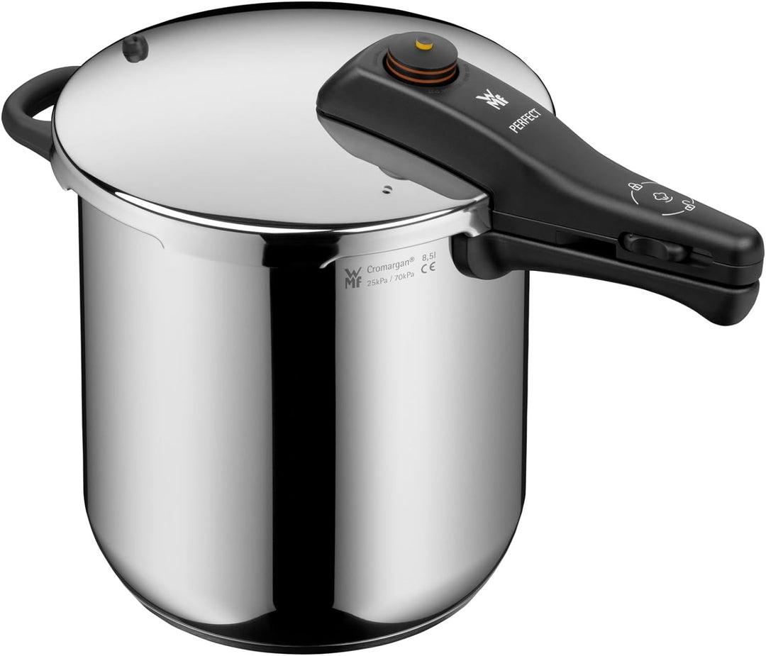 WMF Perfect Schnellkochtopf Set Induktion 2-teilig, Dampfkochtopf 8,5l + 4,5l mit Einsatz, grosses K