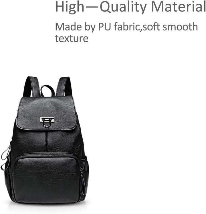 NICOLE & DORIS Damen Lederrucksack Lässiger Damenrucksack für Damen Rucksackbeutel für Damen schwarz