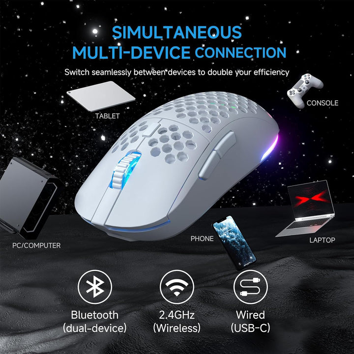 TMKB Falcon M1 Kabellose Gaming Maus - 24000 DPI, 180h Akku, 90g Leichtbau, 6 programmierbare Tasten