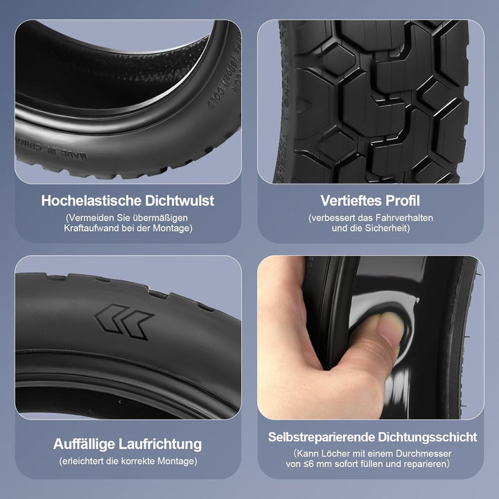 70/60-7,5 Schlauchloser Offroad-Reifen für Segway ZT3 Pro/ProE/ProD, 11 Zoll Tubeless Reifen mit sel