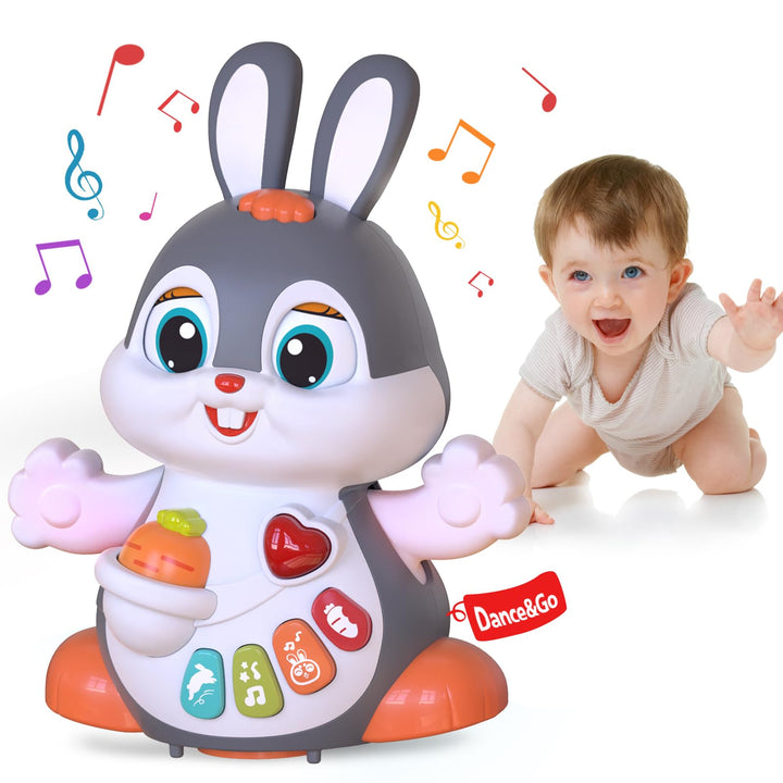 Yerloa Musik Spielzeug ab 1 Jahr, Osterhase Spielzeug Baby, krabbelspielzeug mit Musik und Licht ab