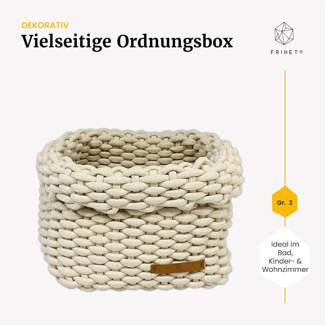 "FRIHET® Geflochtener Baumwoll-Aufbewahrungskorb für KALLAX Regal | Stilvolle Ordnung und praktische