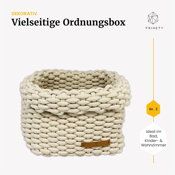 "FRIHET® Geflochtener Baumwoll-Aufbewahrungskorb für KALLAX Regal | Stilvolle Ordnung und praktische