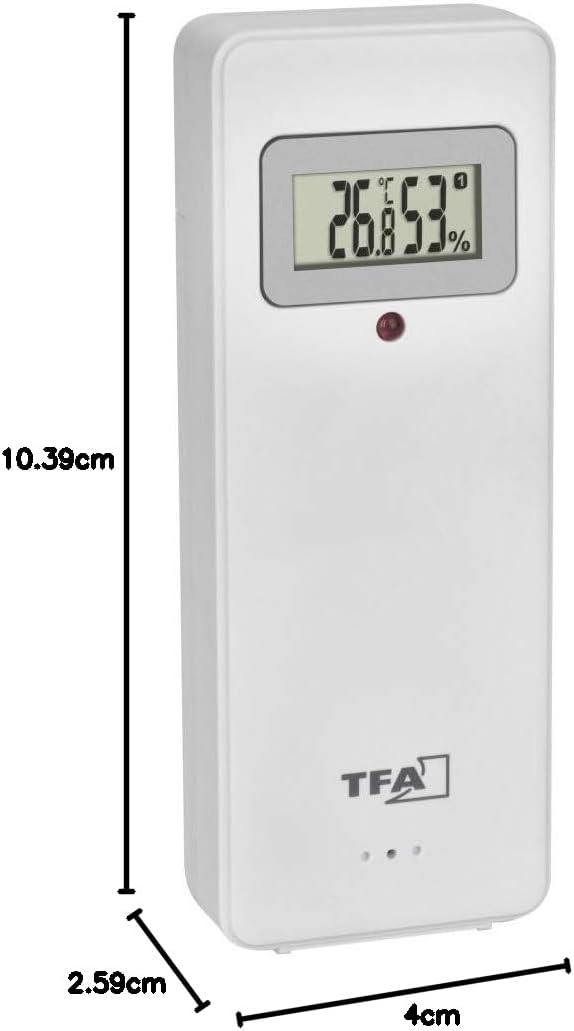 TFA Dostmann Thermo-Hygrosender, 30.3247.02, mit Display, Ersatz/Zusatzsender für Funk-Wetterstation