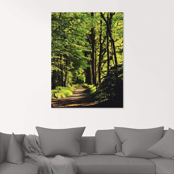 Glasbilder Wandbild Glas Bild einteilig 45x60 cm Hochformat Natur Wald Bäume Frühling Spaziergang La