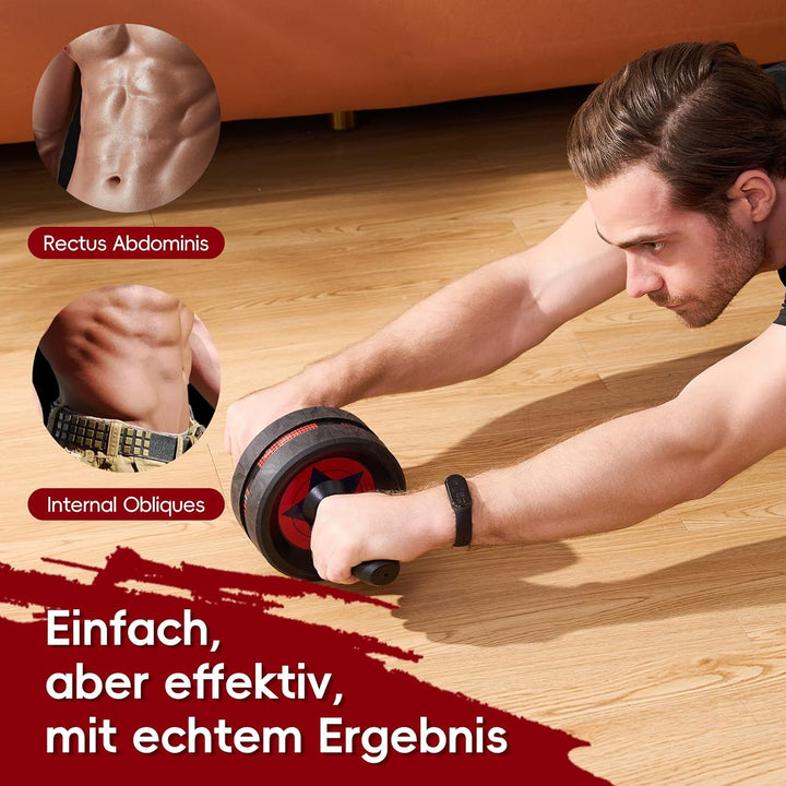 EnterSports Bauchroller, Bauchmuskeltrainer, Bauchmuskelroller mit Zwei Kniematte, Bauchrad Für Bauc