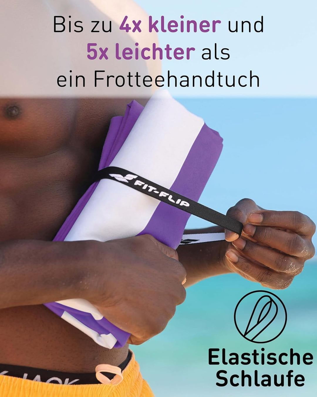 Fit-Flip Strandtuch XXL aus Mikrofaser - leicht und schnelltrocknend - 100% recyceltes Strandhandtuc