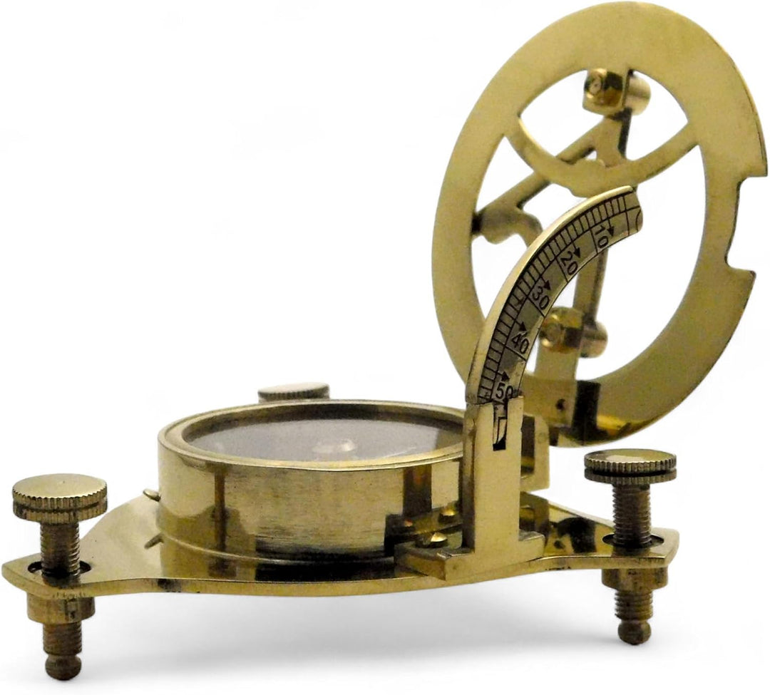 Messing-Kompass. Eleganter, traditioneller 7,6 cm grosser nautischer Sonnenuhr-Kompass aus antikem M