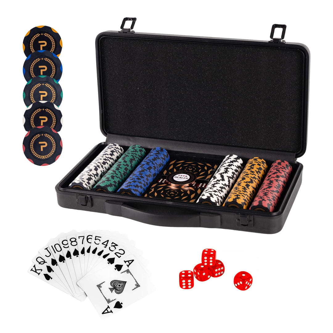Pokerset inkl. 2X Pokerdecks, 5X Würfel, Dealer/Small Blind/Big Blind Button, Pokerspiel Alu Pokerko