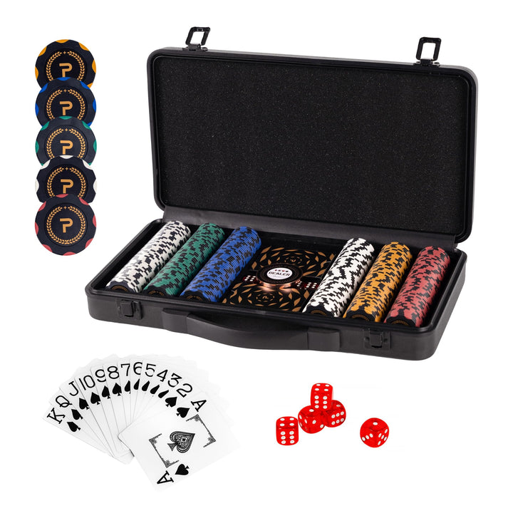 Pokerset inkl. 2X Pokerdecks, 5X Würfel, Dealer/Small Blind/Big Blind Button, Pokerspiel Alu Pokerko