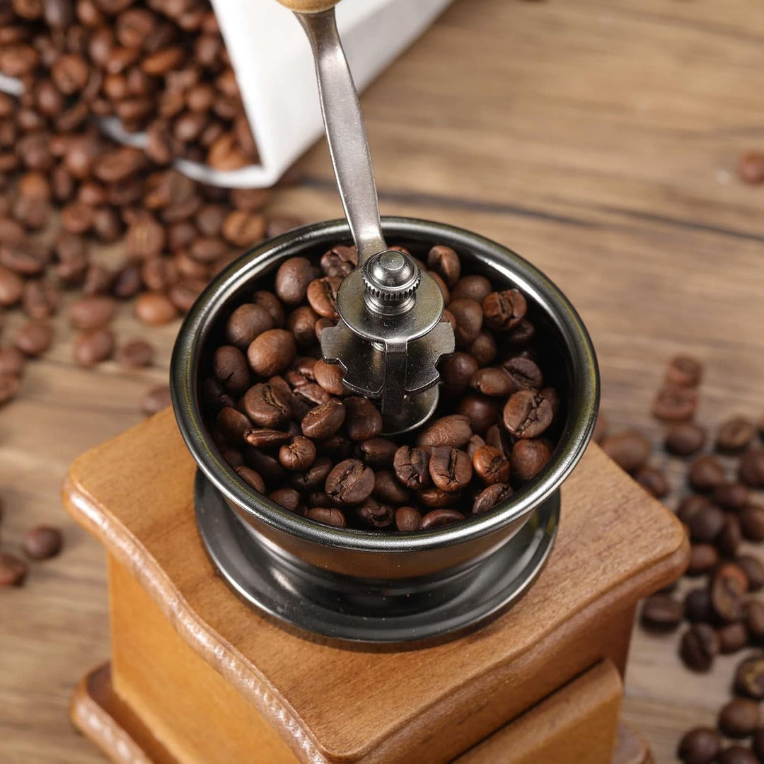 Vintage Kaffeemühle Manuell aus Holz, Vintage-Kaffeemühle, Manuelle Kaffeemühle, Kaffeebohnenmühle