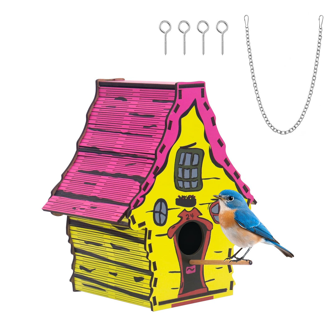 Vogelfutterhaus Vogelhaus zum Aufhängen,aus Holz,Wetterfest,Mit Kette Zum Aufhängen,ideales Zuhause