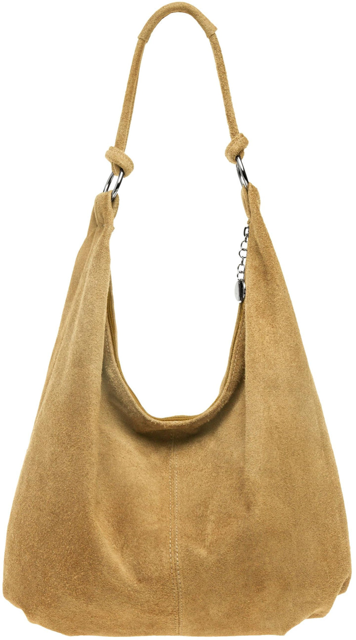 Caspar TL617 grosse Damen Vintage Veloursleder Tasche Camel, Camel