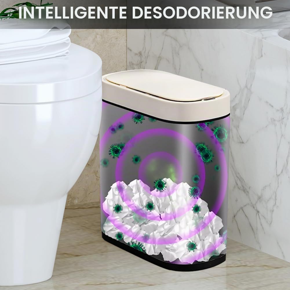 Automatischer Mülleimer Elektrisch mit Sensor - Badezimmer Mülleimer, Mülleimer Küche, Geruchsdicht