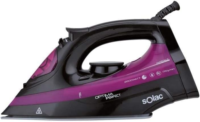 SOLAC New Optima Pro -PV2114 Dampfb�geleisen - 2600 W - Keramik-Einlegesohle - Schwarz und Pink