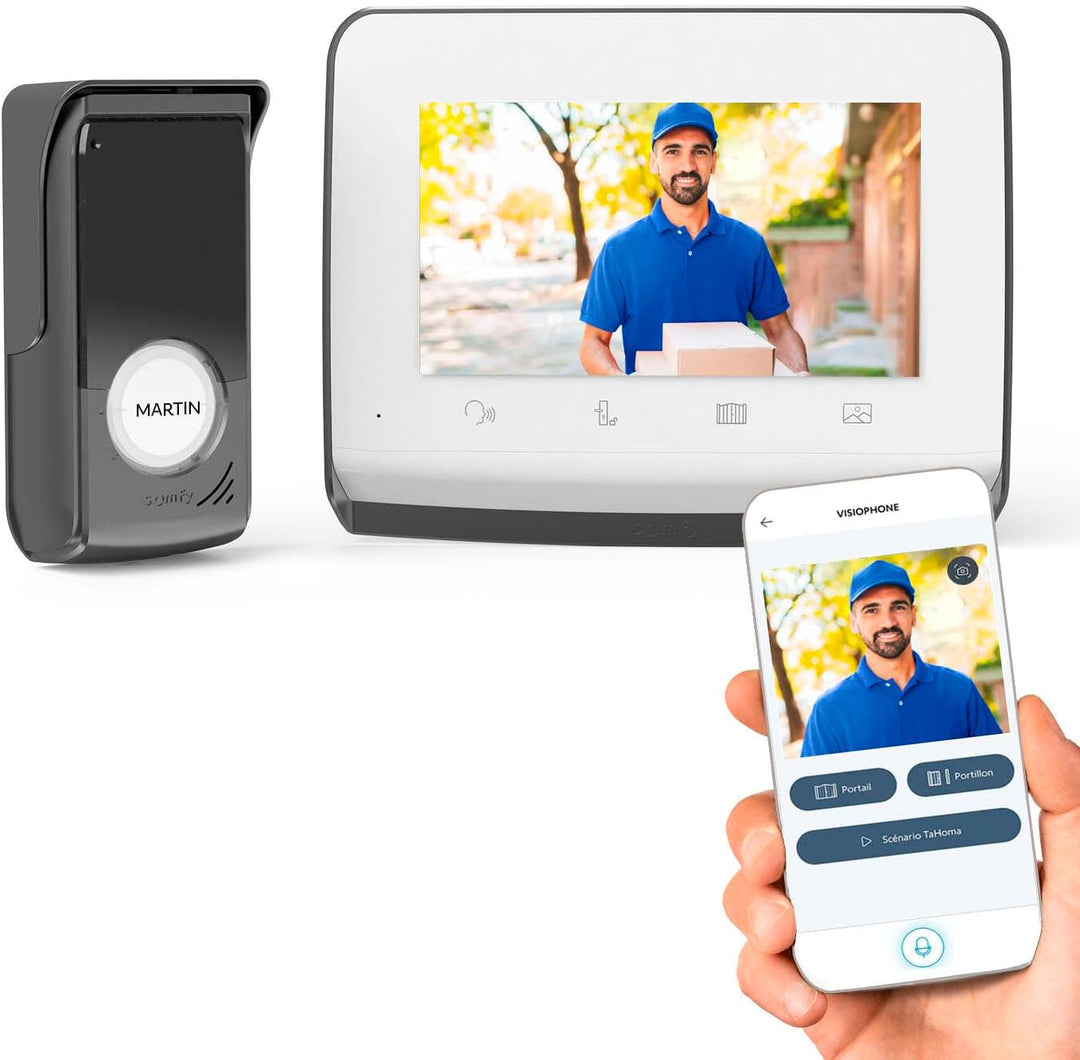 Somfy 1871229 – Video-Türsprechanlage V350 WLAN | Vernetzte Gegensprechanlage | 7-Zoll-Bildschirm |