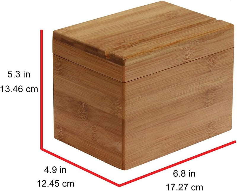 Oceanstar Bambus-Rezeptbox mit Trennwand, naturfarben, 17,3 cm B x 12,4 cm T x 13 cm H 6.80" W x 4.9