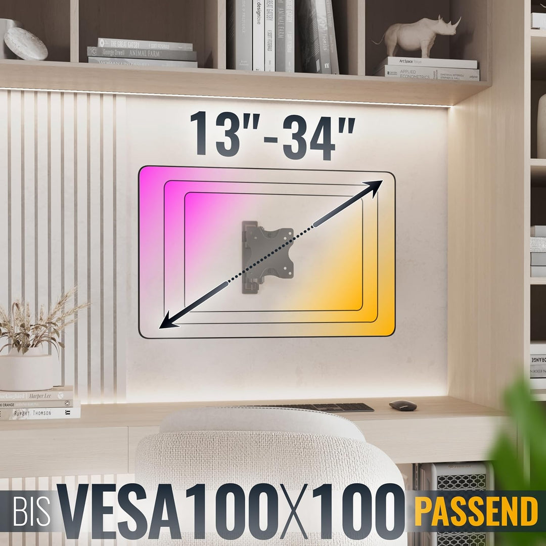 RICOO Monitor Wandhalterung Arm S3911 schwenkbar neigbar für 13–34 Zoll Bildschirmhalterung Arme Hal