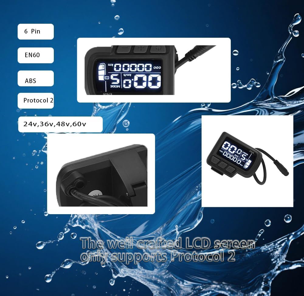 LCD-Fahrrad-Display-Messgerät, Ebike Display 6 Pin 24V, 36V, 48V, 60V, elektrische Fahrradsteuerung,