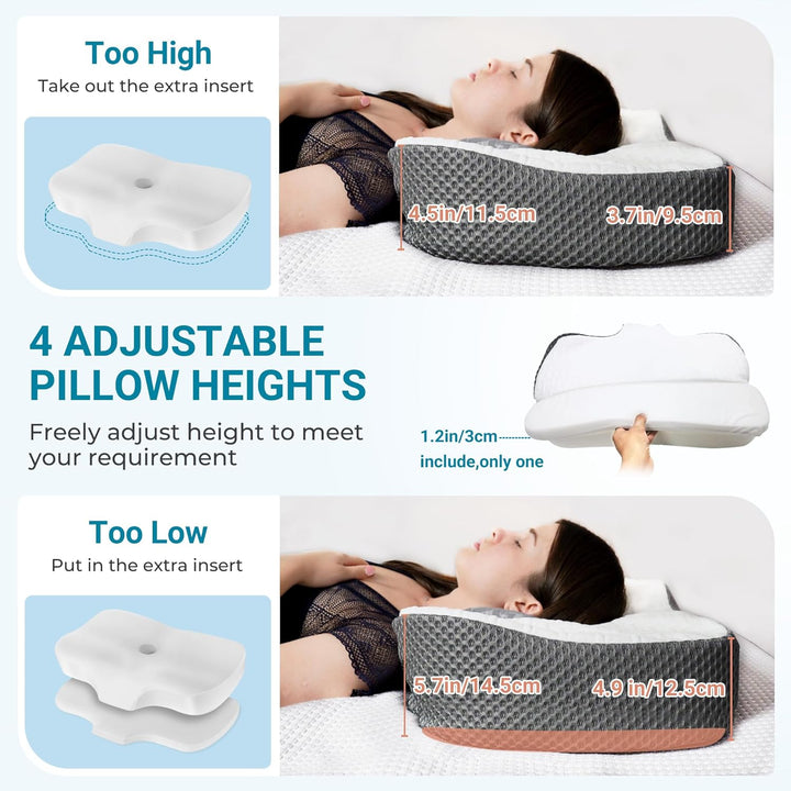 Elviros Orthopädisches Kissen aus Memory Foam, Kopfkissen Nackenschmerzen, Schlafkissen, Ergonomisch