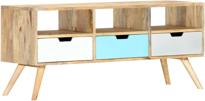 vidaXL Mangoholz Massiv TV Schrank mit 3 Schubladen 3 Fächern TV Möbel Lowboard Fernsehschrank Ferns