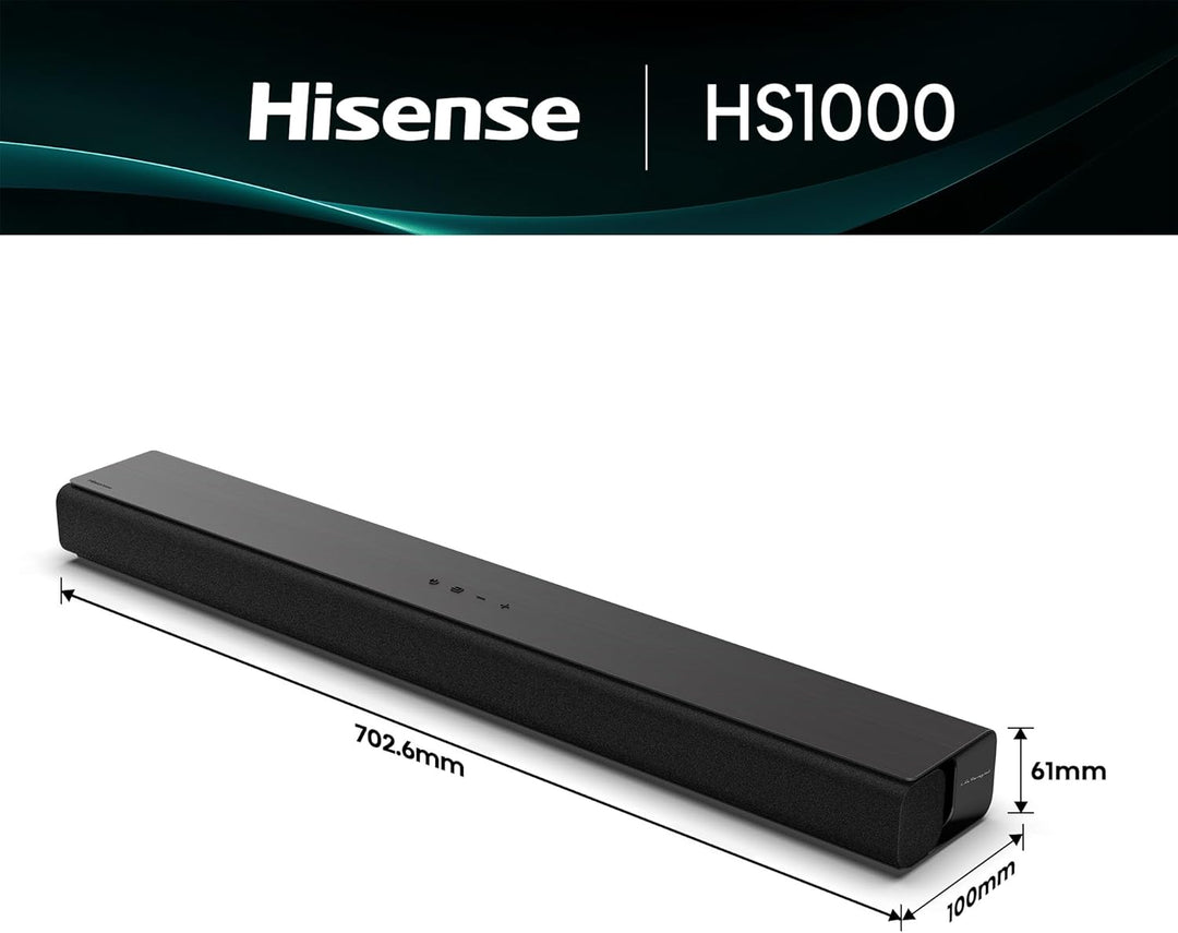 Hisense HS1000, 2.0 Kanal Soundbar, 120W max Audio Power, Dolby Audio, DTS Virtual:X, Voice Enhanced