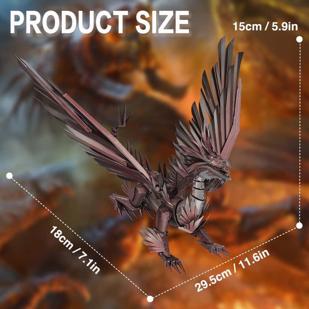 Piececool 3D Puzzle Metall, Drache für Modellbausatz Erwachsene, 3D-Puzzles zu Bauen, BAU, Bastel-Ki