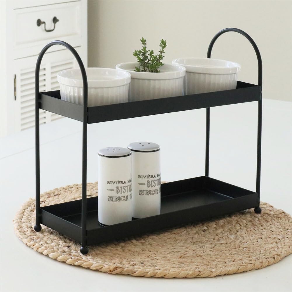 Etagere Kitchen schwarz aus Metall schmale Metalletagere Gewürzregal Badablage