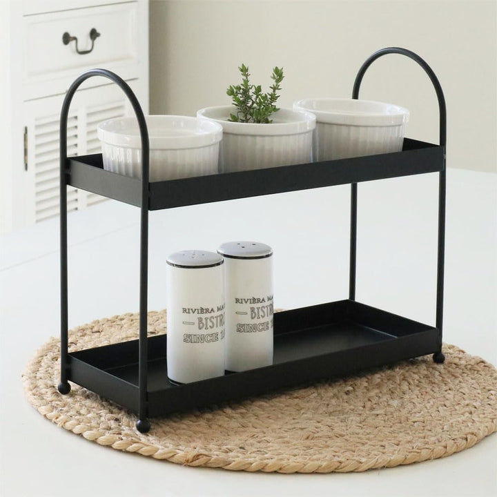 Etagere Kitchen schwarz aus Metall schmale Metalletagere Gewürzregal Badablage