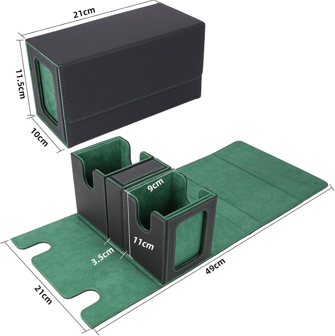 AFIING MTG Commander Kartenbox, 3-in-1 Karten-Aufbewahrungsbox für 200+ doppelt gesleevte Karten, Ma