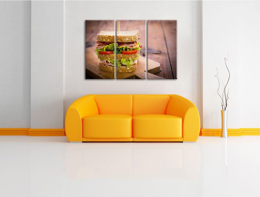 Doppeldecker Sandwitch als 3-Teiler Leinwandbild 120x80 Bild auf Leinwand, XXL riesige Bilder fertig