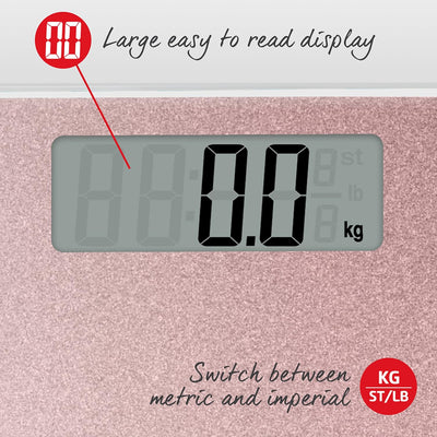 Salter 9037 RGGL3R Digitale Badezimmerwaage - Elektronische Körpergewichtswaage, Plattform Aus Gehär