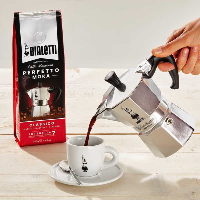 Bialetti 250 g Mokkaglas für Kaffee (mit Verschluss), Glas & - Perfetto Moka Classico: Gemahlener Ka