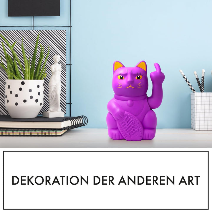 ANGRY CAT - Winkekatze Lucky CAT - Lustige winkende Katze - japanische Winkkatze mit Stinkefinger -
