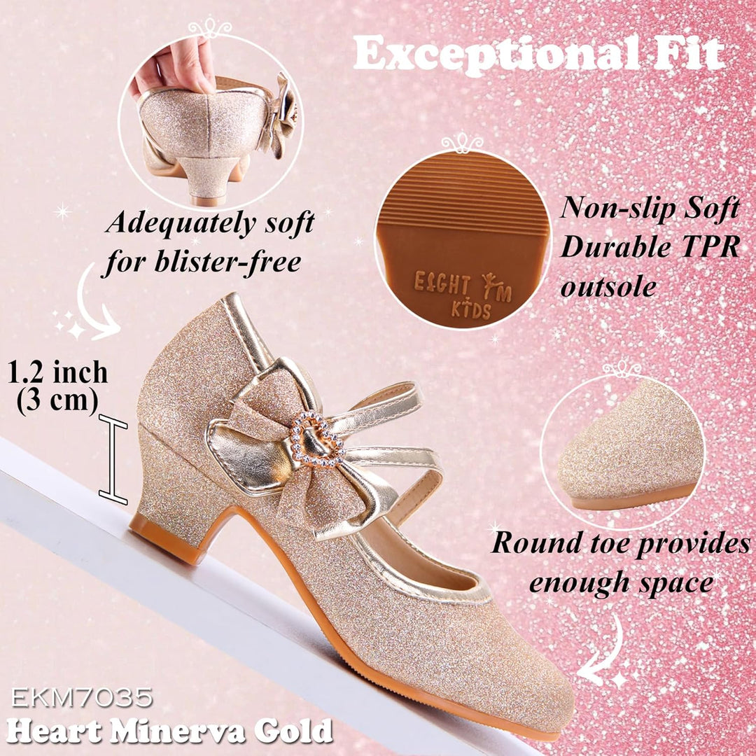 EIGHT KM EKM7018 Mädchen High Heel Kleid Schuhe Mary Jane Prinzessin Hochzeit Pumps Schuhe Glänzend